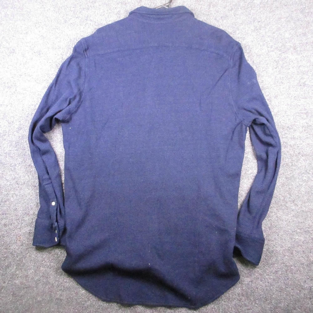 Thomas Dean Shirt Mens XL Blue Knit Long Sleeve Button Front Tailored Fit Casual - Picture 2 of 4
